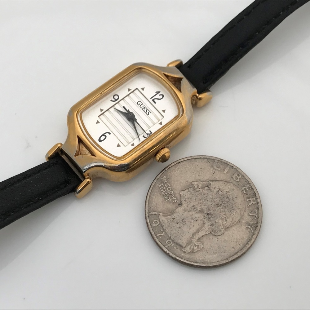 Guess Women Watch Gold Tone Black Leather Band - Picture 8 of 8